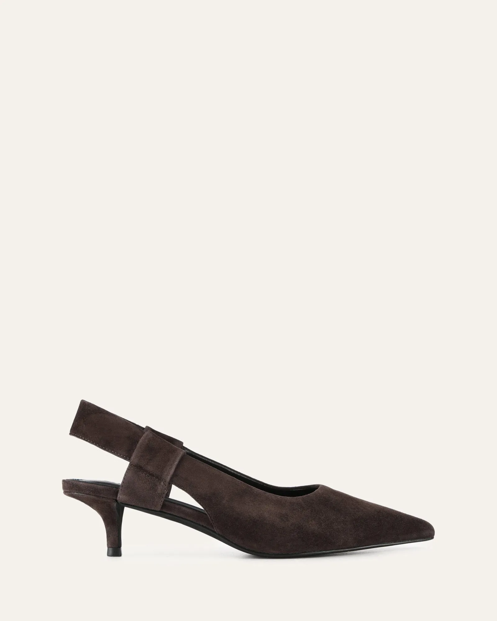 ROSA LOW HEELS BITTER CHOC SUEDE Jo Mercer