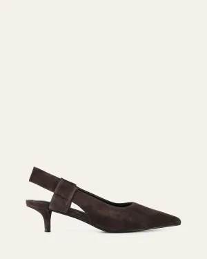 ROSA LOW HEELS BITTER CHOC SUEDE Jo Mercer