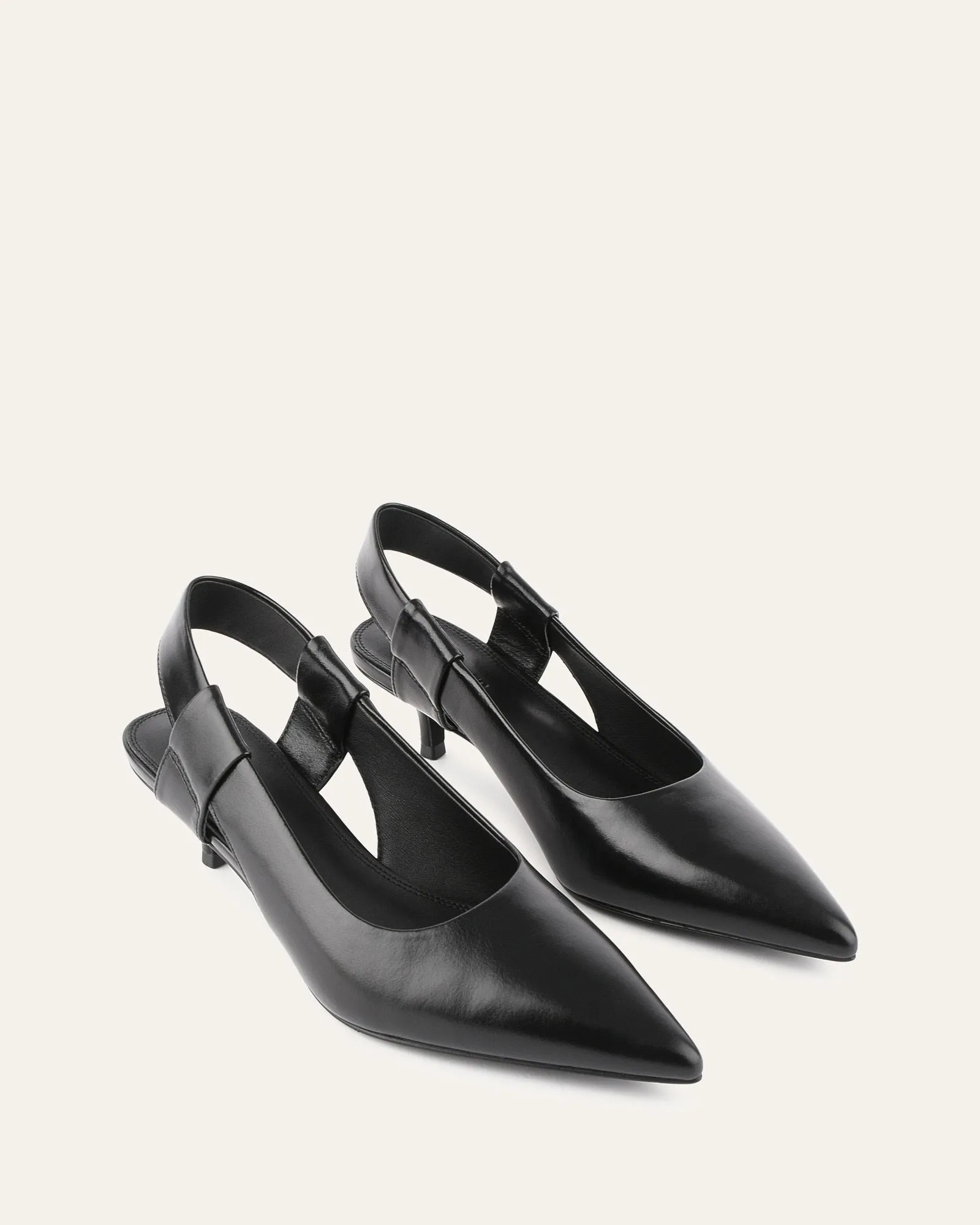 ROSA LOW HEELS BLACK LEATHER Jo Mercer