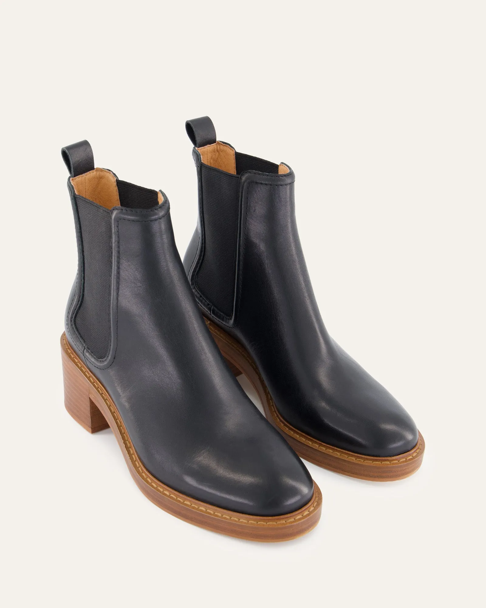 RYE MID ANKLE BOOTS BLACK LEATHER Jo Mercer