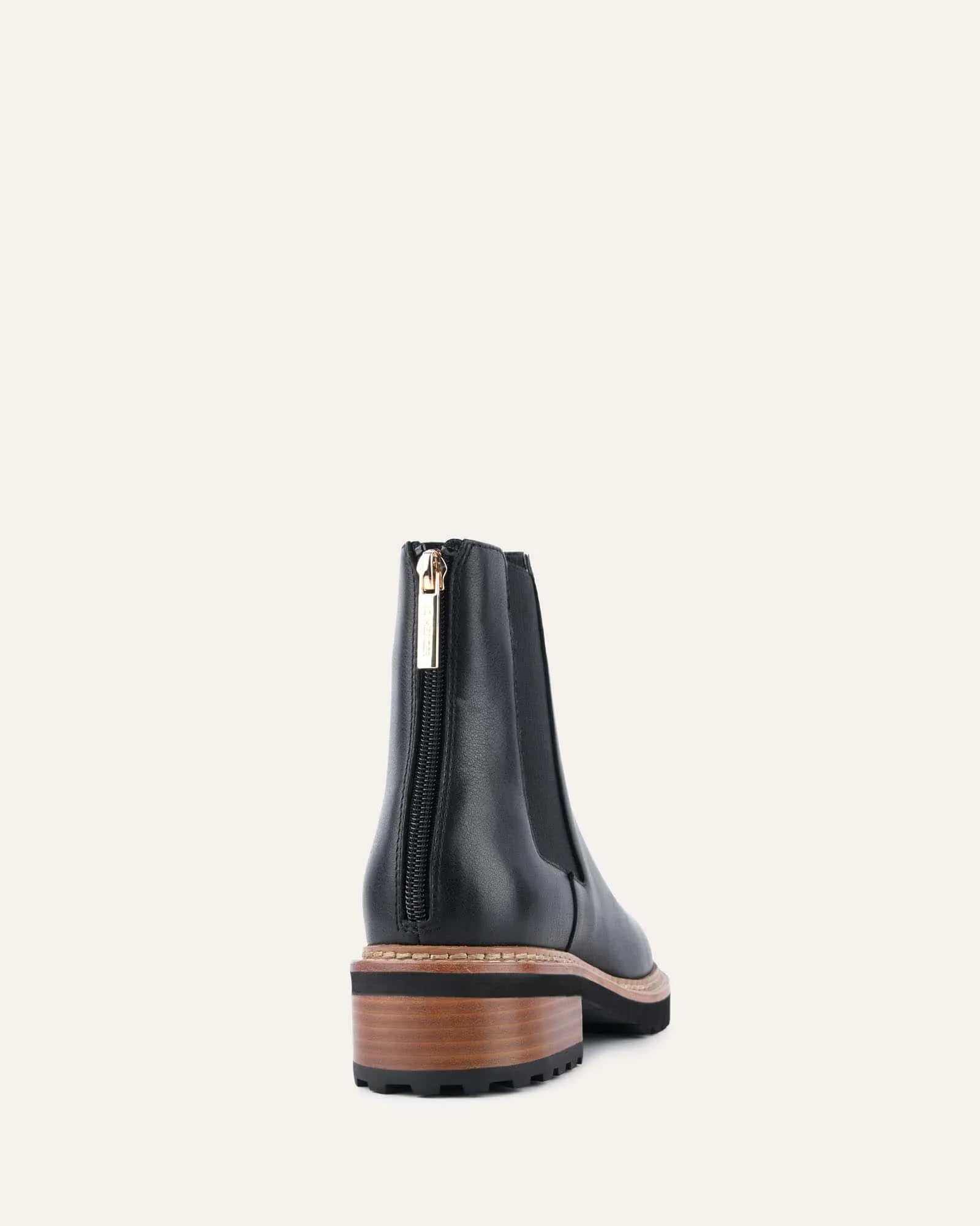 SAMIRA FLAT ANKLE BOOTS BLACK LEATHER Jo Mercer