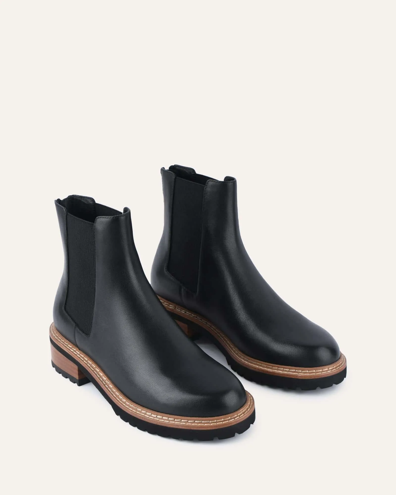 SAMIRA FLAT ANKLE BOOTS BLACK LEATHER Jo Mercer