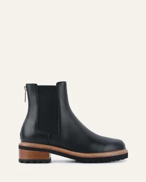 SAMIRA FLAT ANKLE BOOTS BLACK LEATHER Jo Mercer