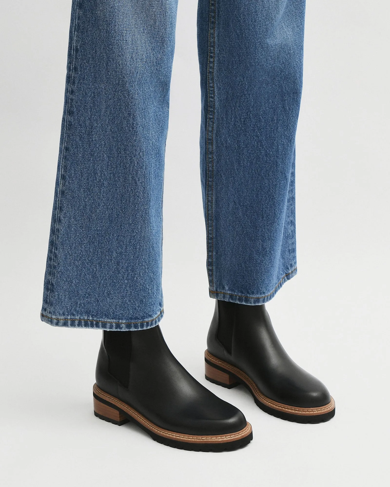SAMIRA FLAT ANKLE BOOTS BLACK LEATHER Jo Mercer