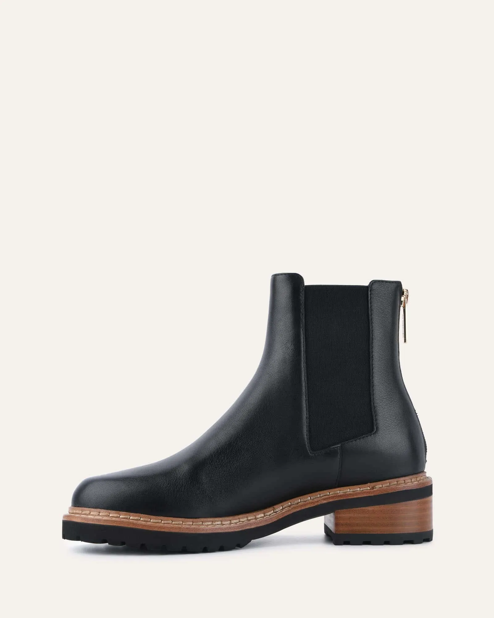 SAMIRA FLAT ANKLE BOOTS BLACK LEATHER Jo Mercer
