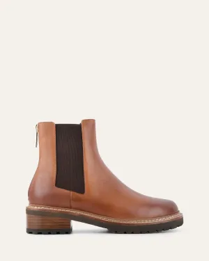 SAMIRA FLAT ANKLE BOOTS BRANDY LEATHER Jo Mercer