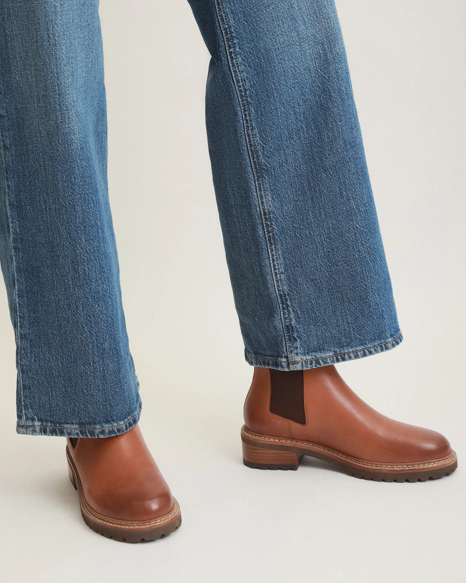 SAMIRA FLAT ANKLE BOOTS BRANDY LEATHER Jo Mercer