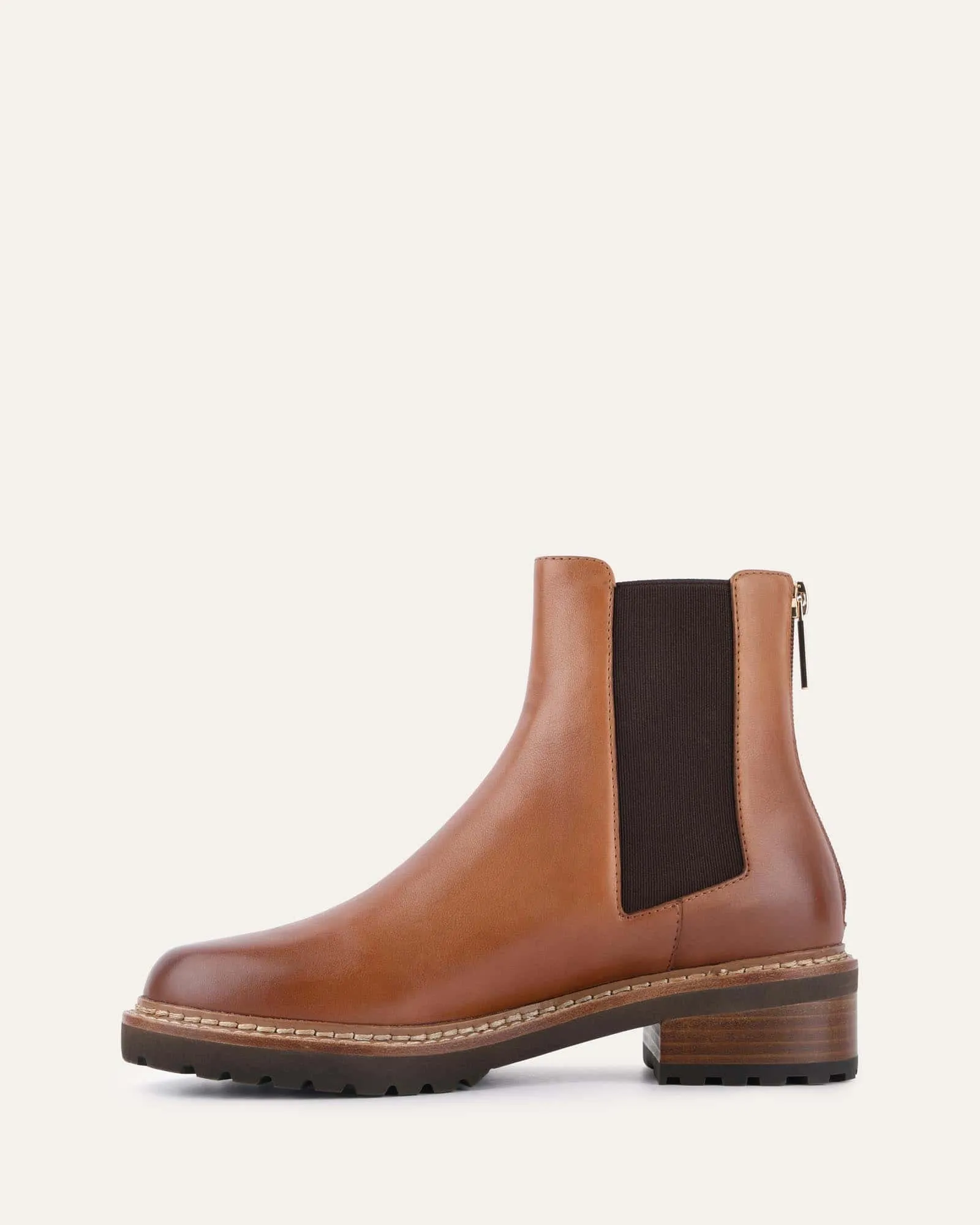 SAMIRA FLAT ANKLE BOOTS BRANDY LEATHER Jo Mercer