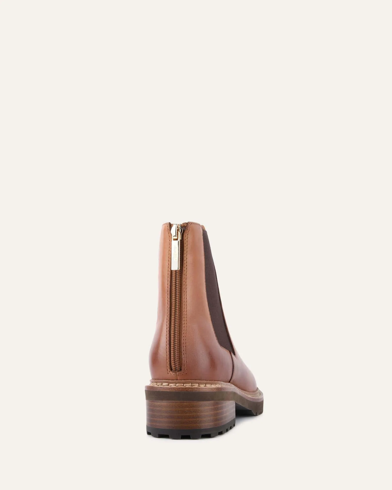 SAMIRA FLAT ANKLE BOOTS BRANDY LEATHER Jo Mercer