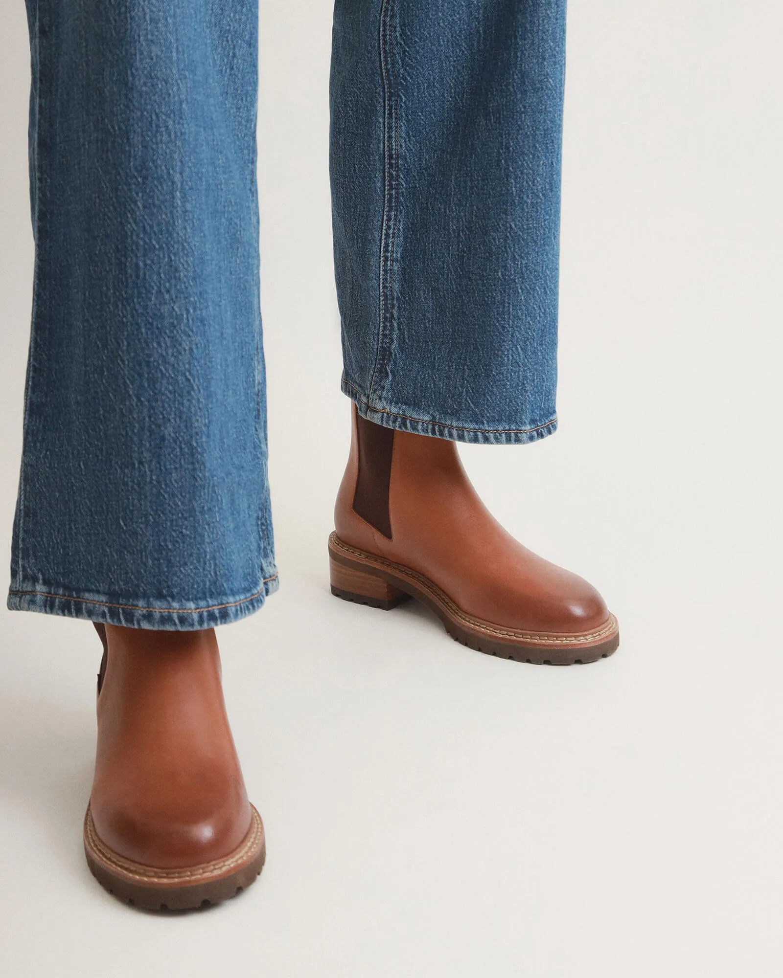 SAMIRA FLAT ANKLE BOOTS BRANDY LEATHER Jo Mercer