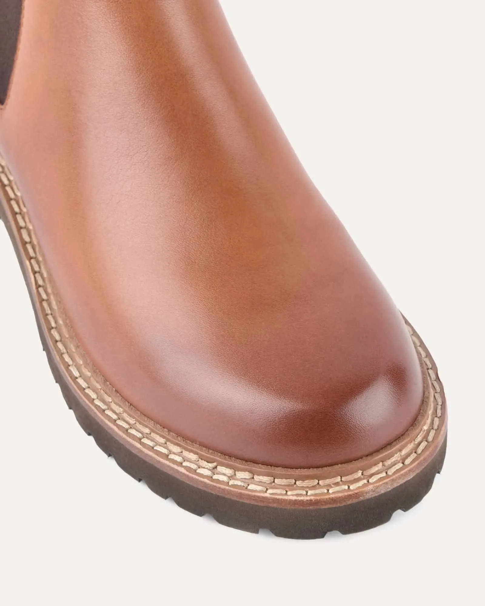SAMIRA FLAT ANKLE BOOTS BRANDY LEATHER Jo Mercer