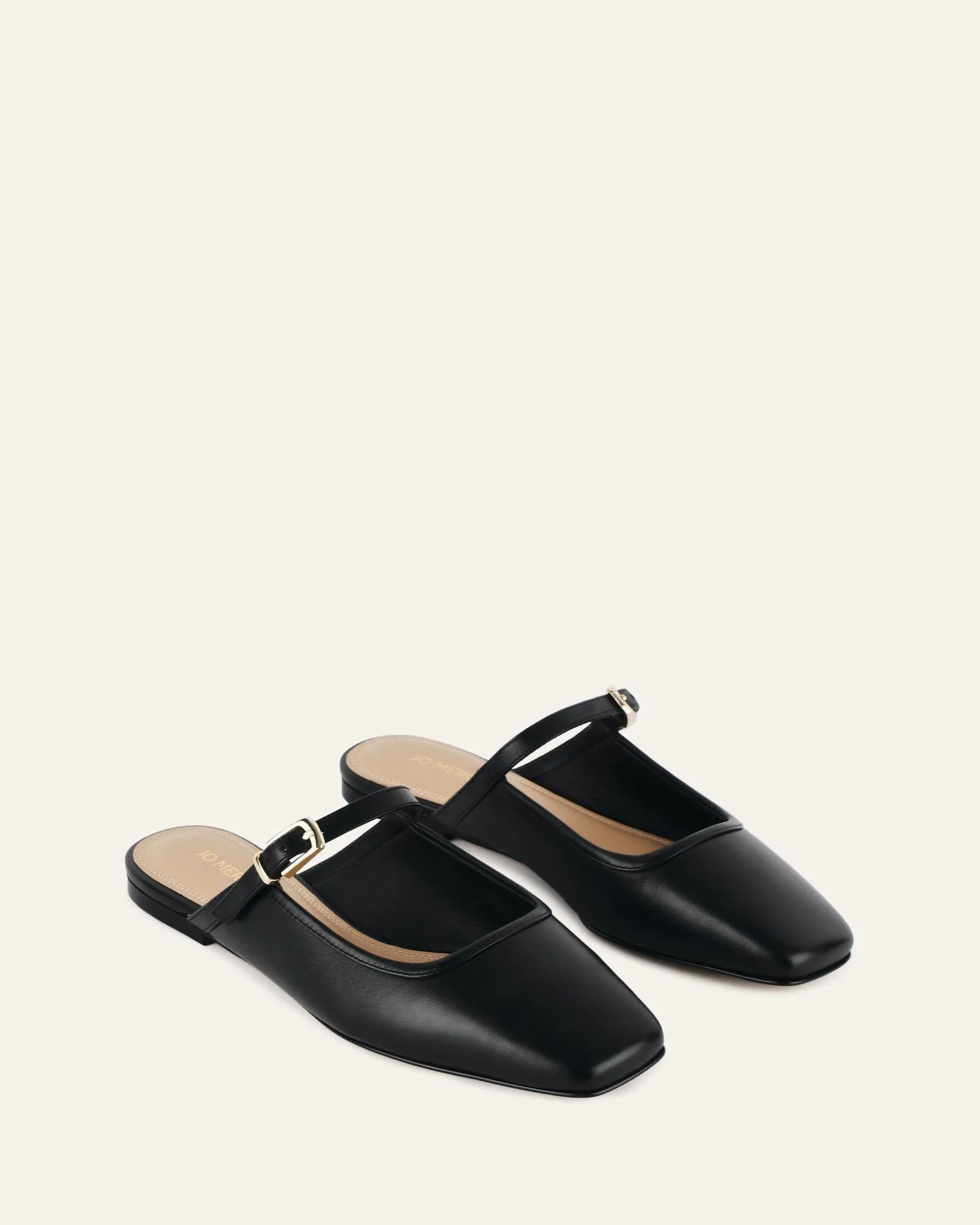 SAMMY DRESS FLATS BLACK LEATHER Jo Mercer
