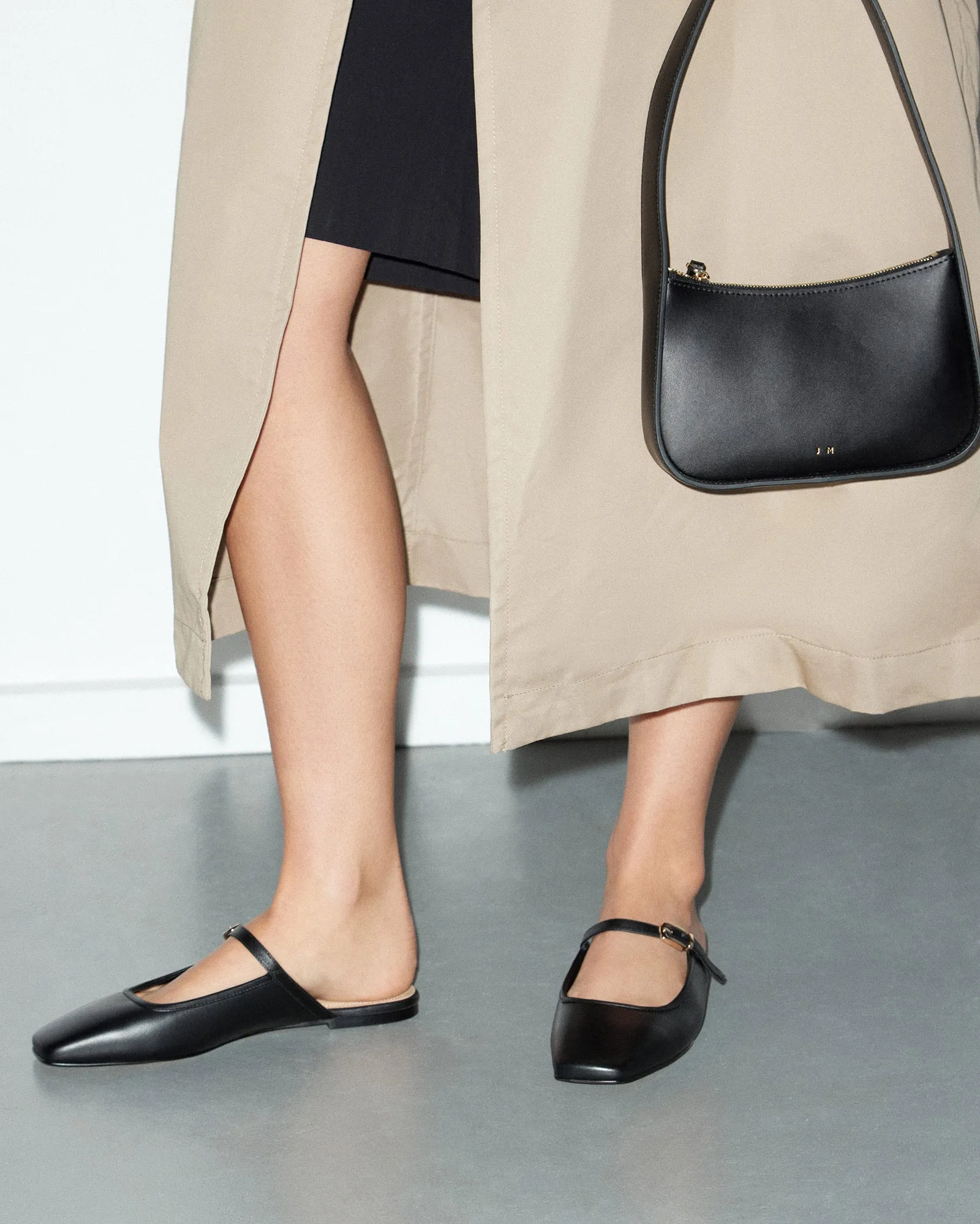 SAMMY DRESS FLATS BLACK LEATHER Jo Mercer