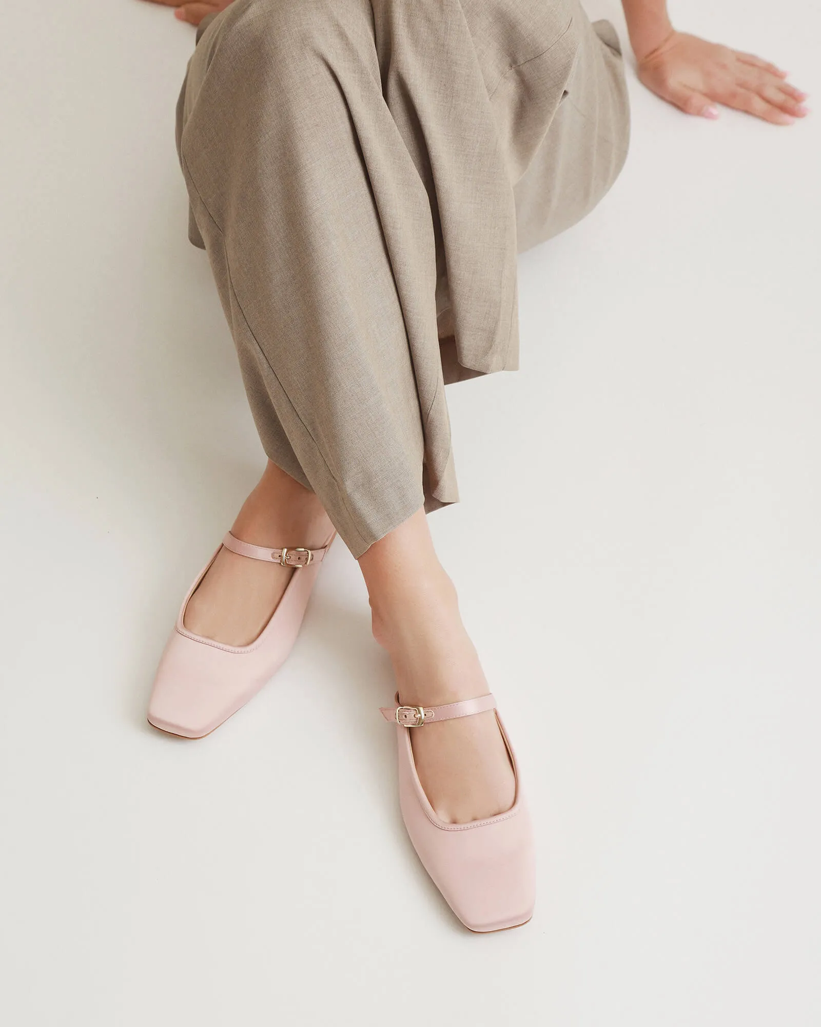 SAMMY DRESS FLATS BLUSH SATIN Jo Mercer