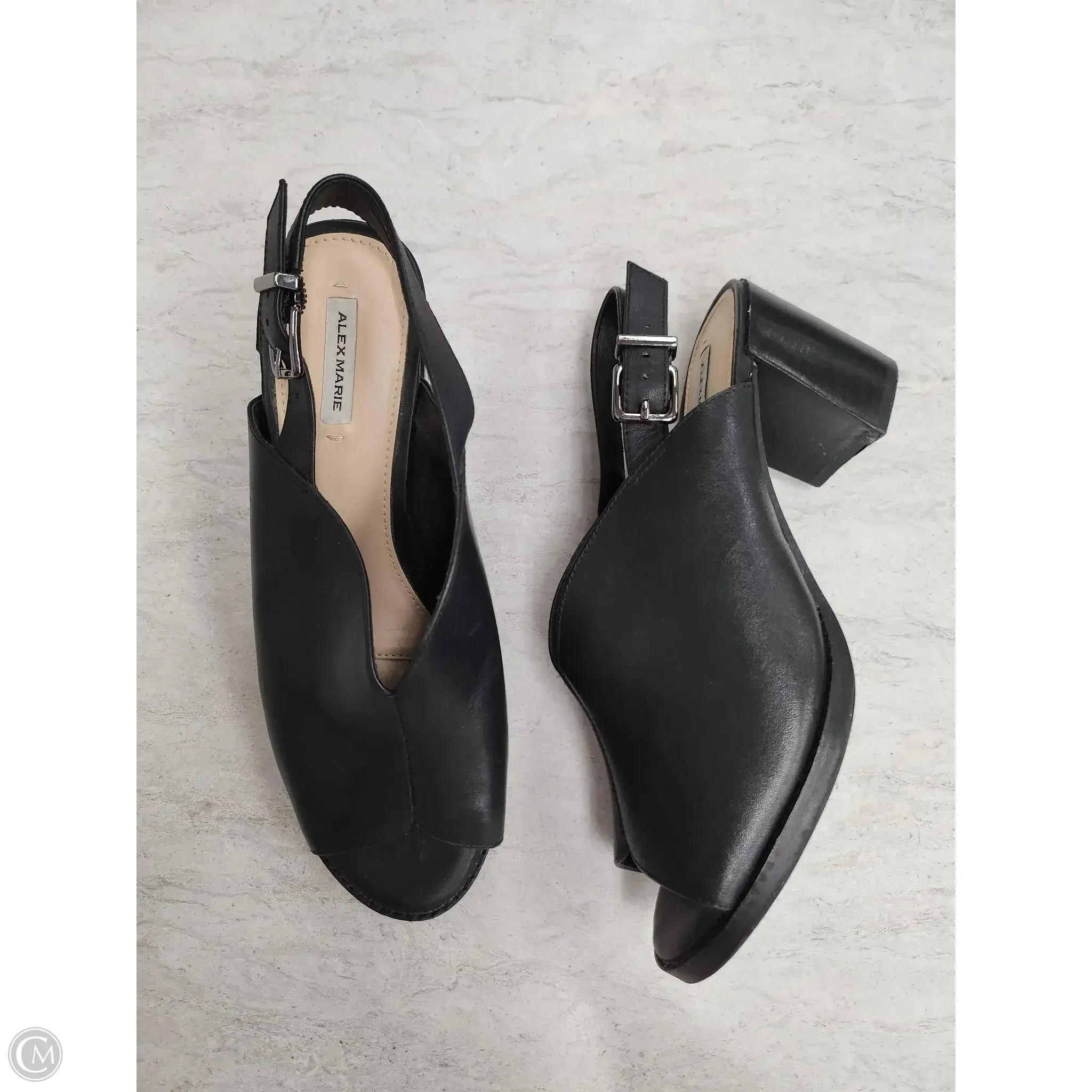 Sandals Heels Block By Alex Marie In Black, Size: 7.5