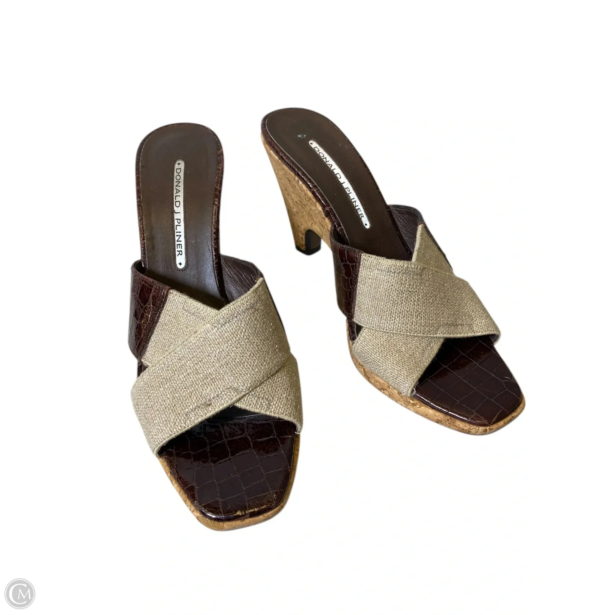 Sandals Heels Block By Donald Pliner In Brown, Size: 8.5