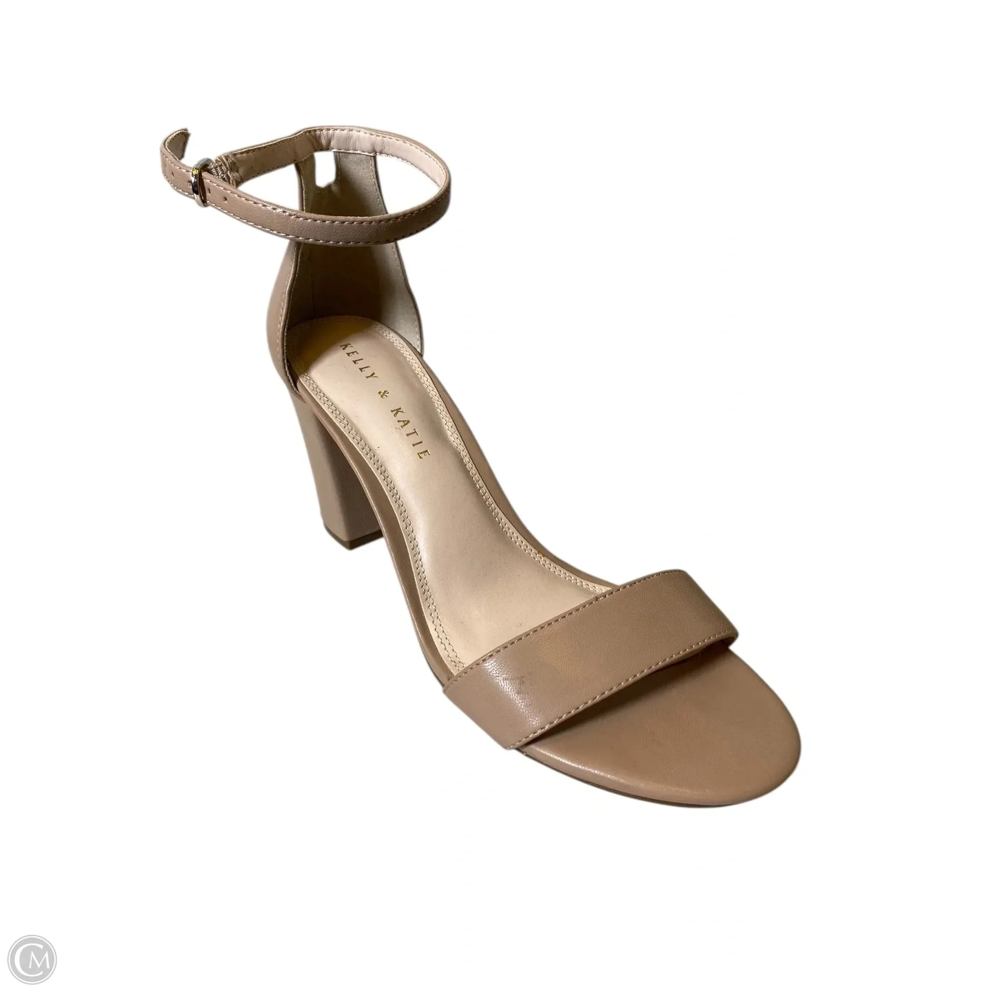 Sandals Heels Block By Kelly And Katie In Beige, Size: 9