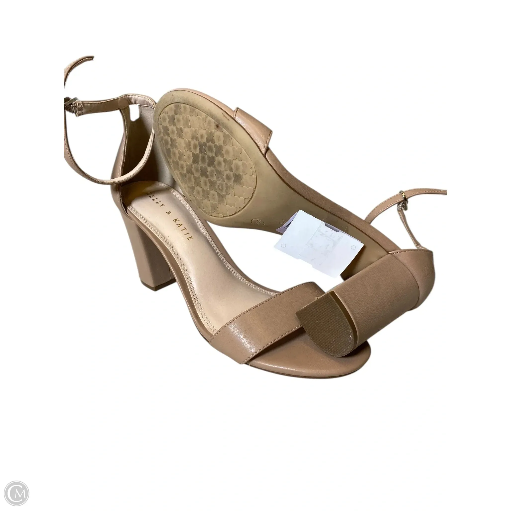 Sandals Heels Block By Kelly And Katie In Beige, Size: 9