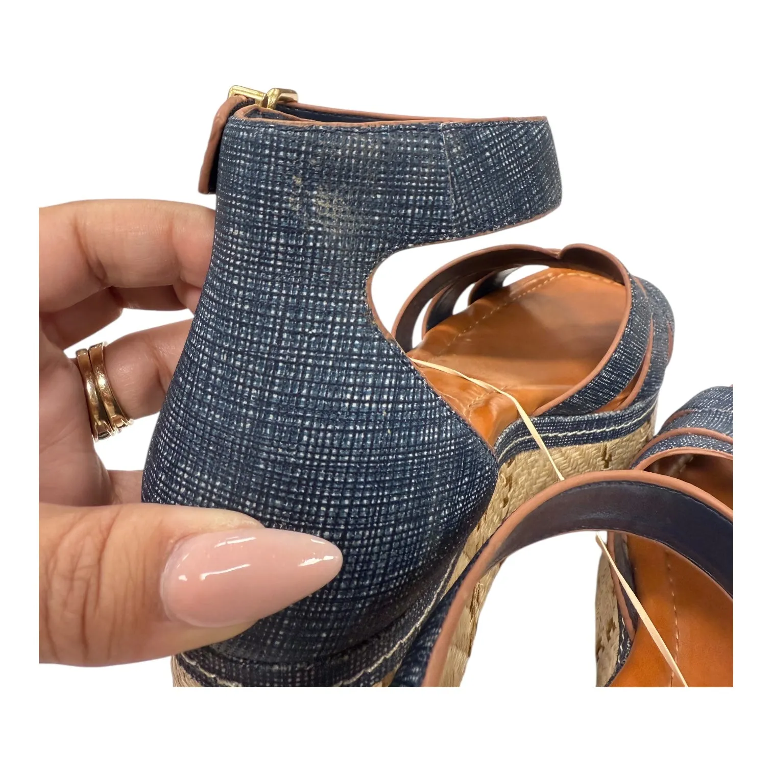 Sandals Heels Platform By Vince Camuto In Blue, Size:9.5
