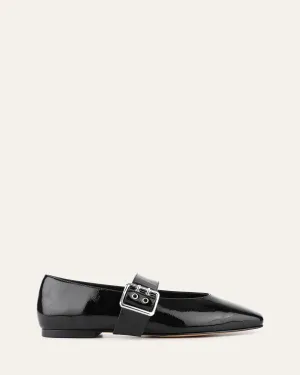 SARAH CASUAL FLATS BLACK CRINKLE PATENT Jo Mercer