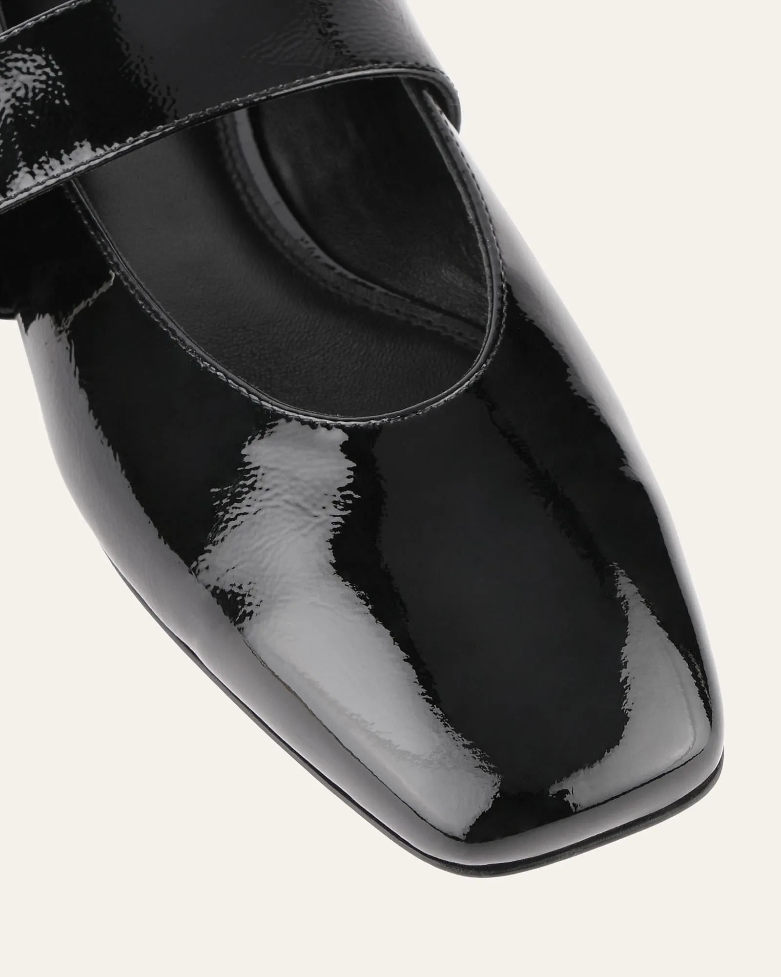 SARAH CASUAL FLATS BLACK CRINKLE PATENT Jo Mercer
