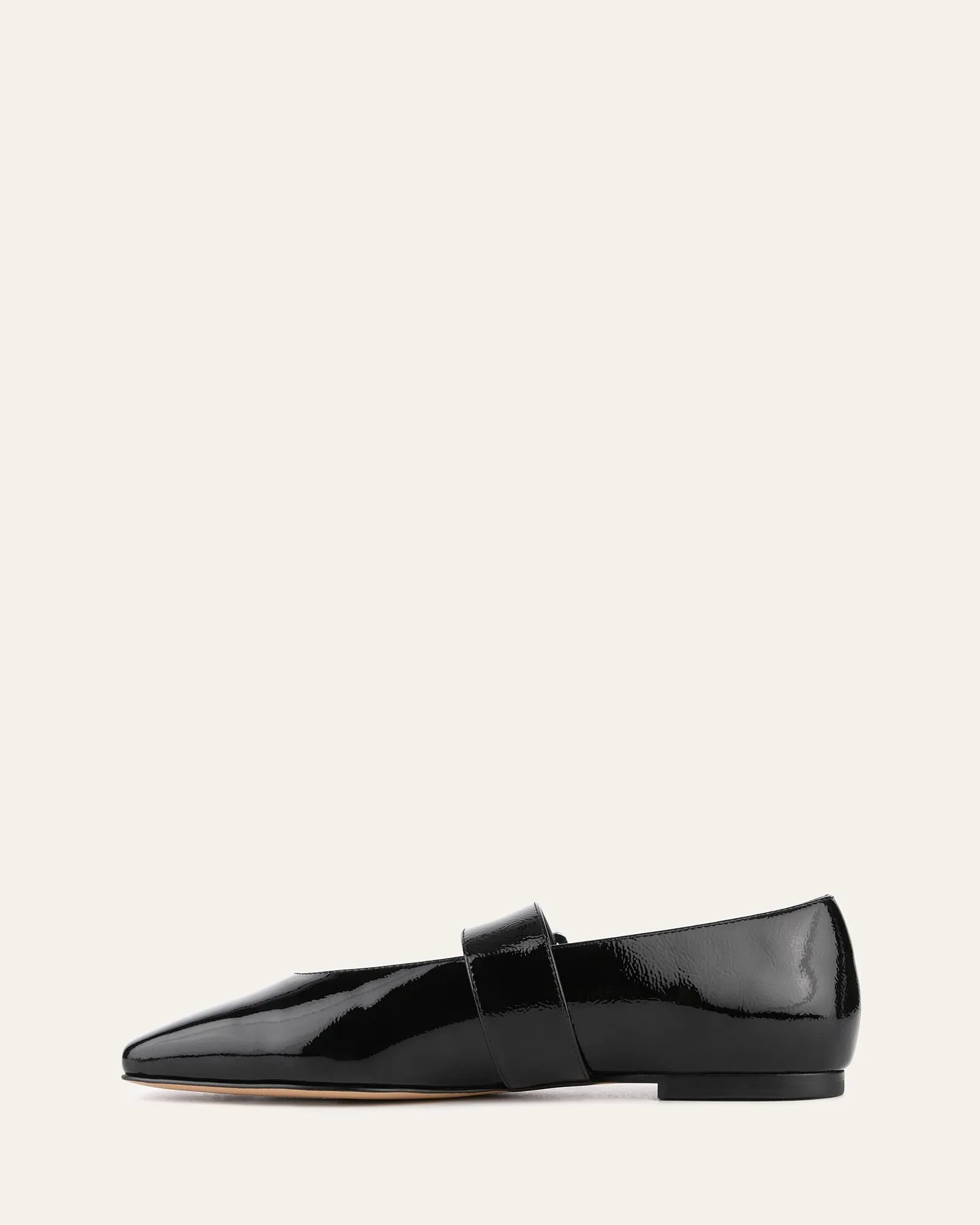 SARAH CASUAL FLATS BLACK CRINKLE PATENT Jo Mercer