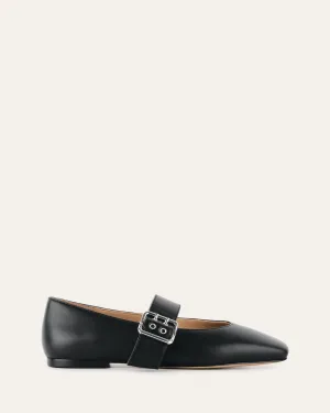 SARAH CASUAL FLATS BLACK LEATHER Jo Mercer
