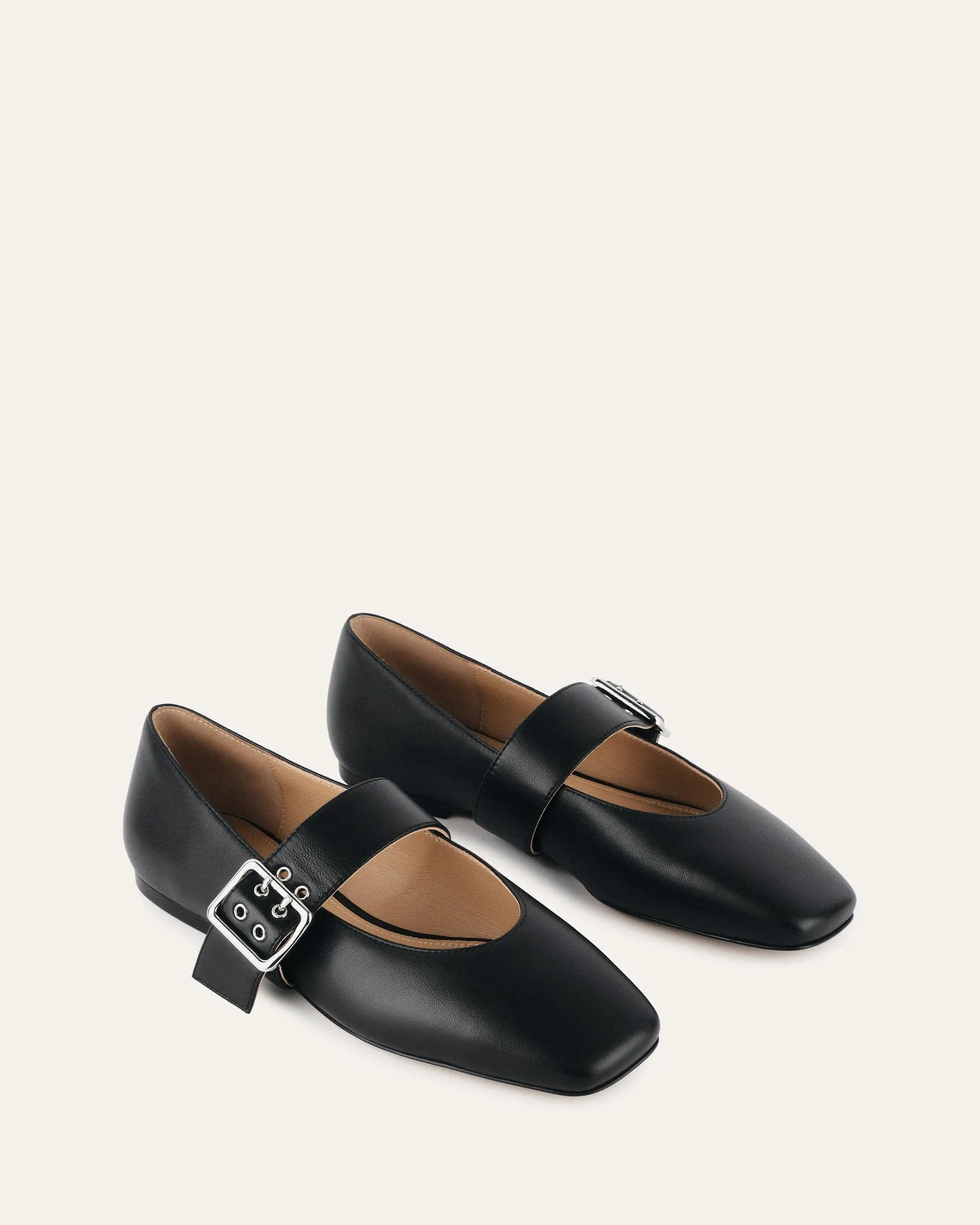 SARAH CASUAL FLATS BLACK LEATHER Jo Mercer