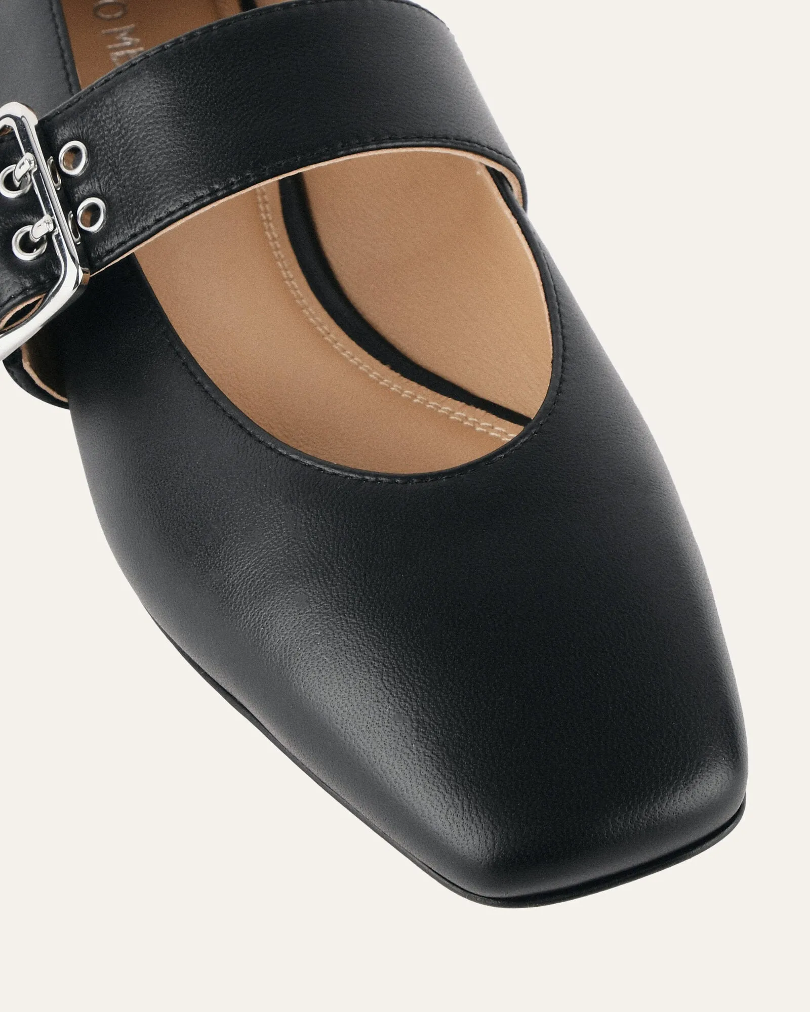 SARAH CASUAL FLATS BLACK LEATHER Jo Mercer