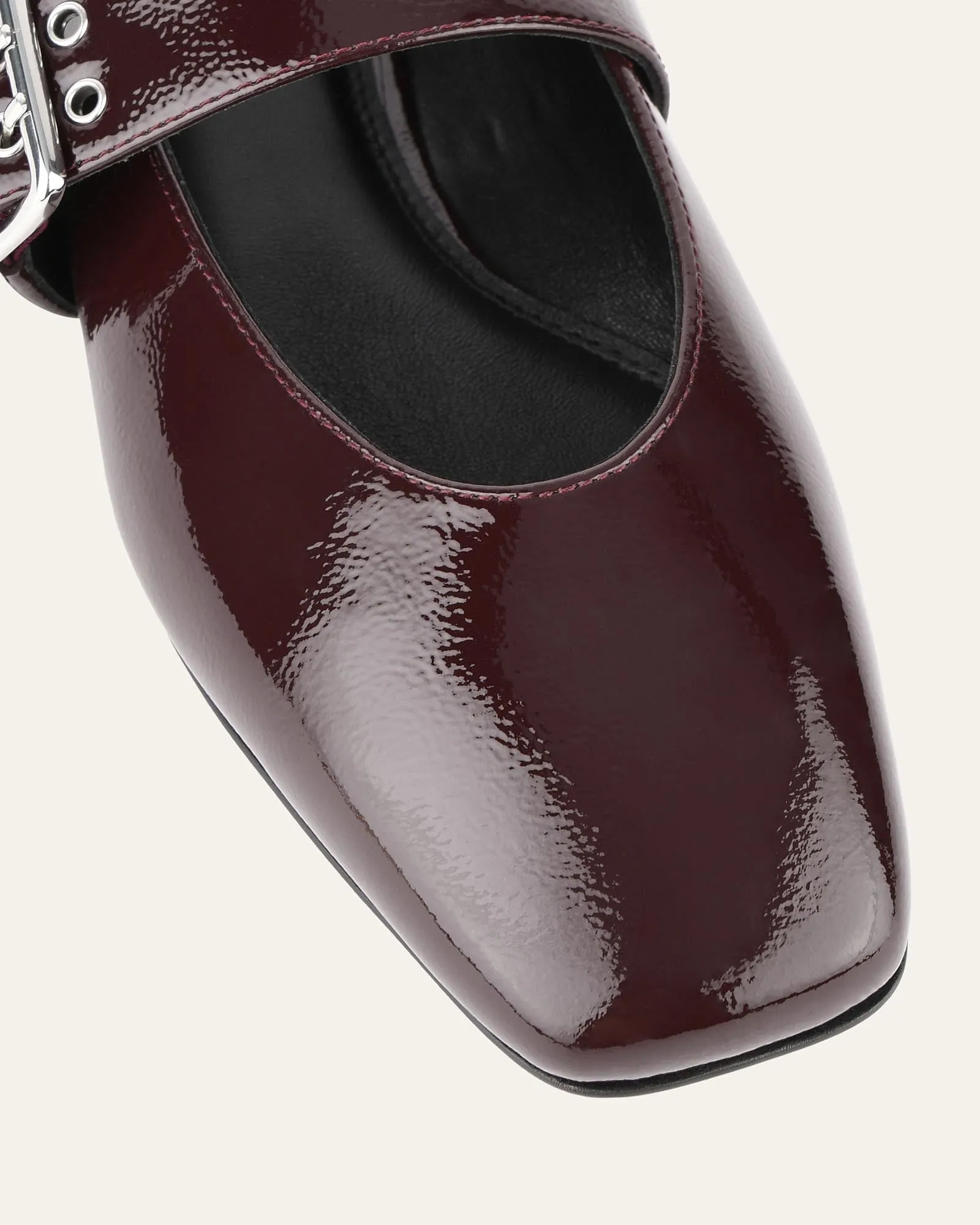 SARAH CASUAL FLATS MERLOT CRINKLE PATENT Jo Mercer