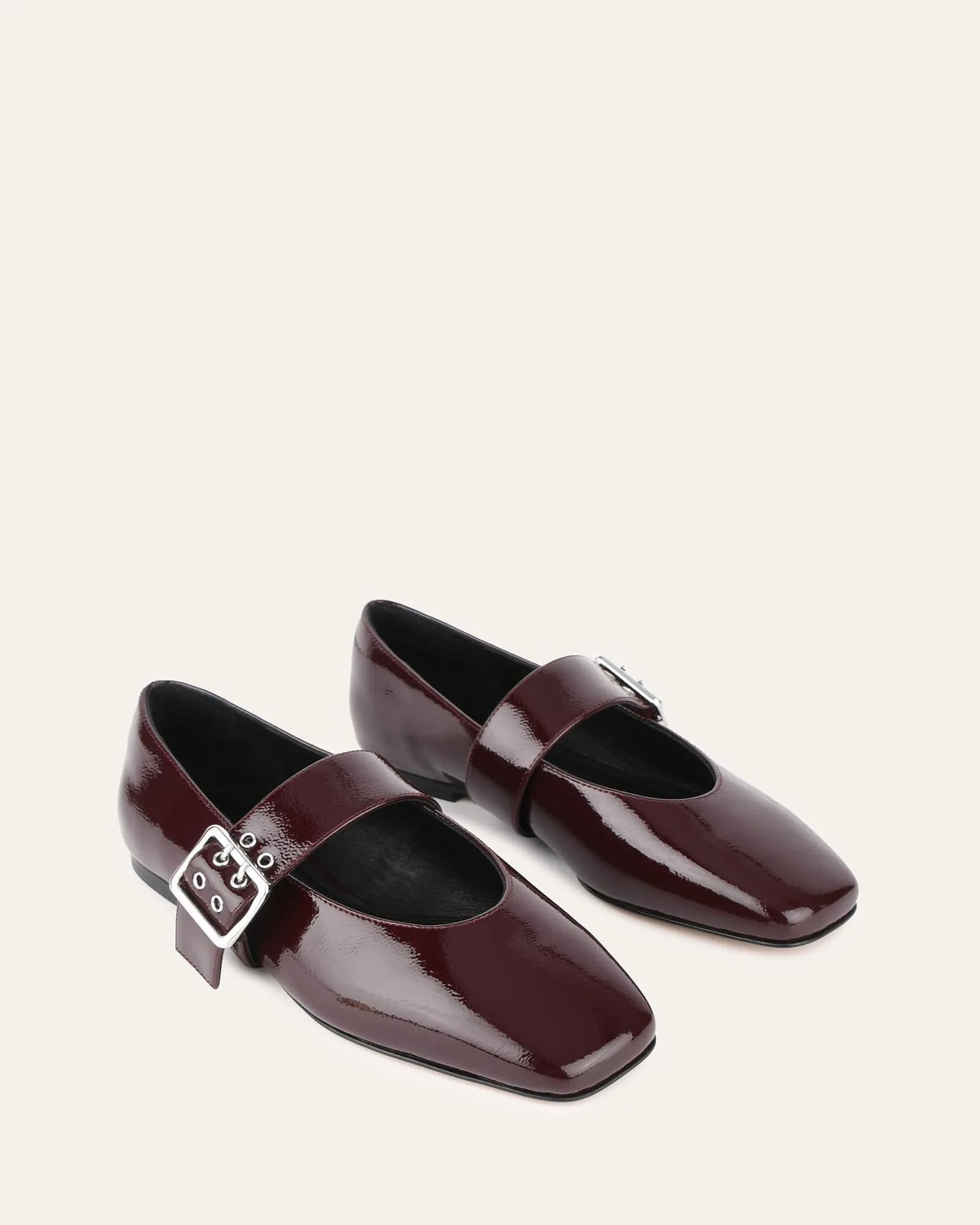 SARAH CASUAL FLATS MERLOT CRINKLE PATENT Jo Mercer