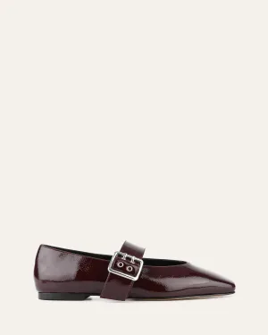 SARAH CASUAL FLATS MERLOT CRINKLE PATENT Jo Mercer