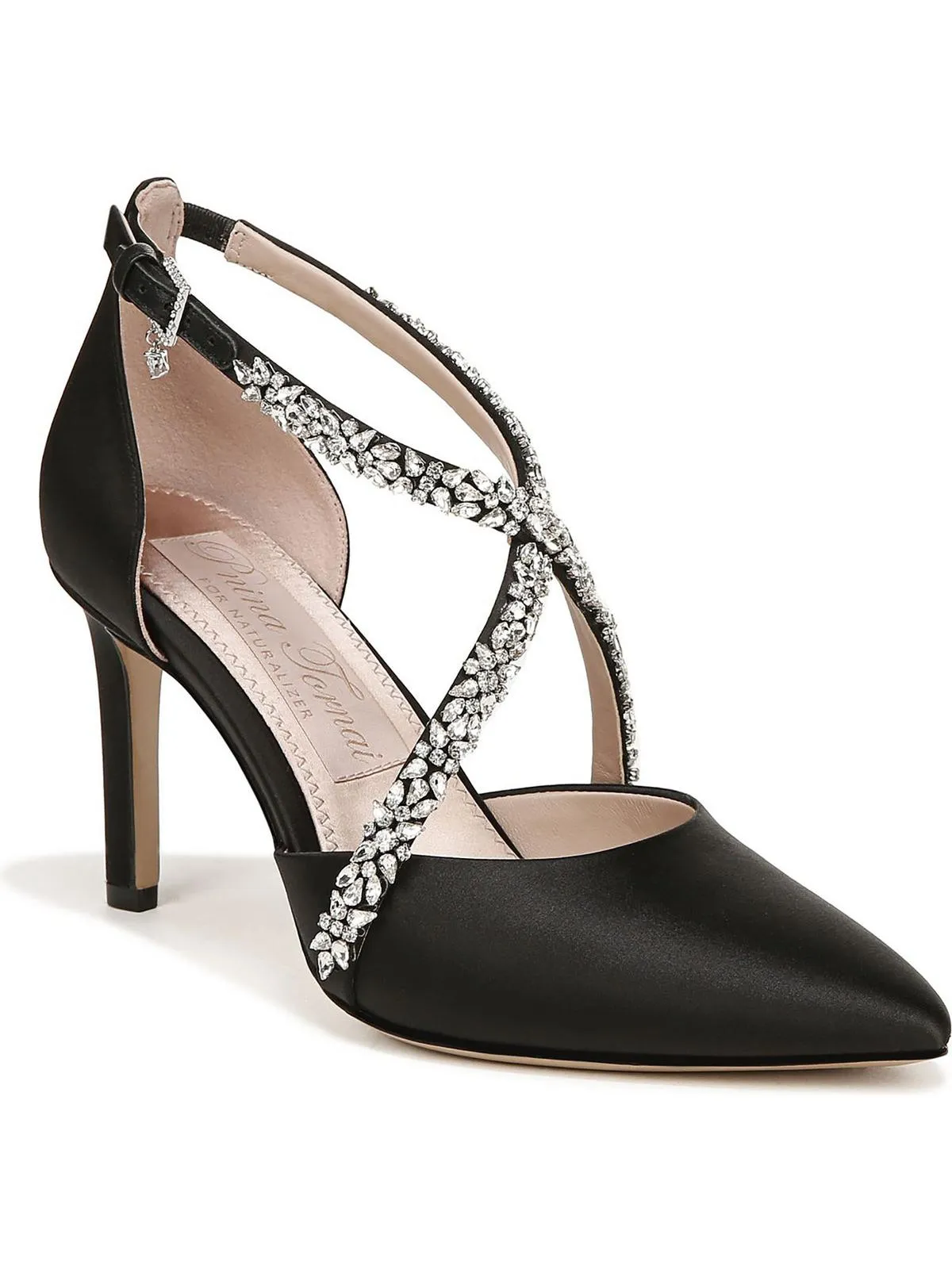 Sevgi Womens Satin Almond Toe Slingback Heels