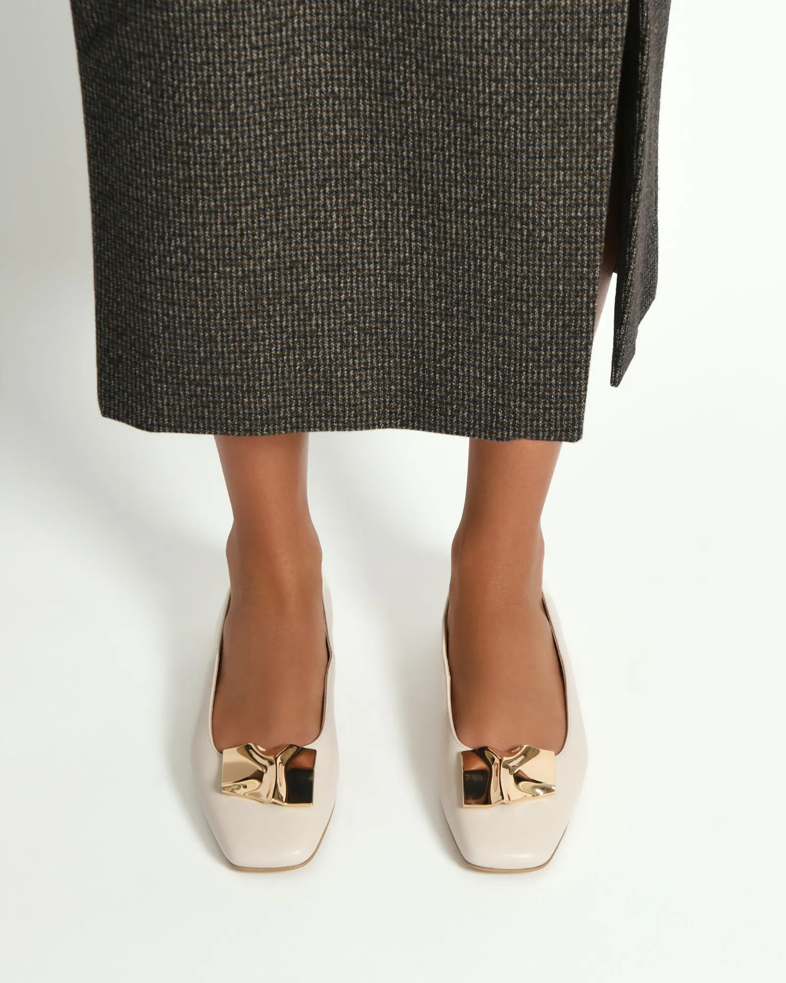SONNY DRESS FLATS OFF WHITE LEATHER Jo Mercer