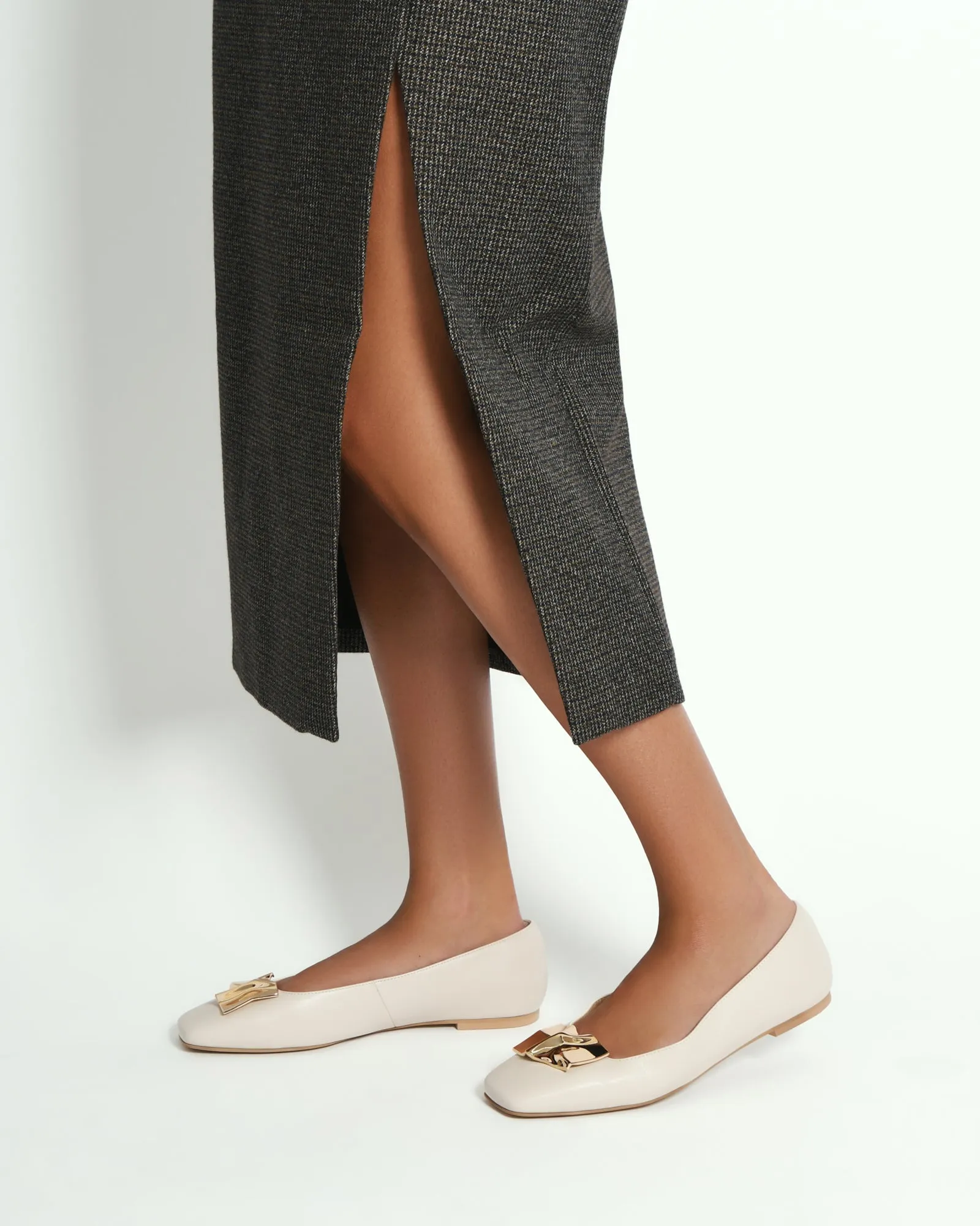 SONNY DRESS FLATS OFF WHITE LEATHER Jo Mercer
