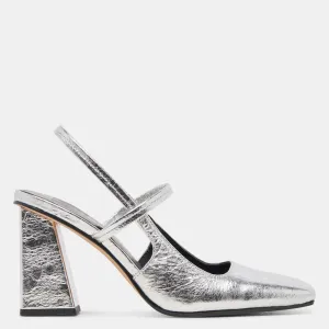 Soyer Heels Silver Distressed Leather