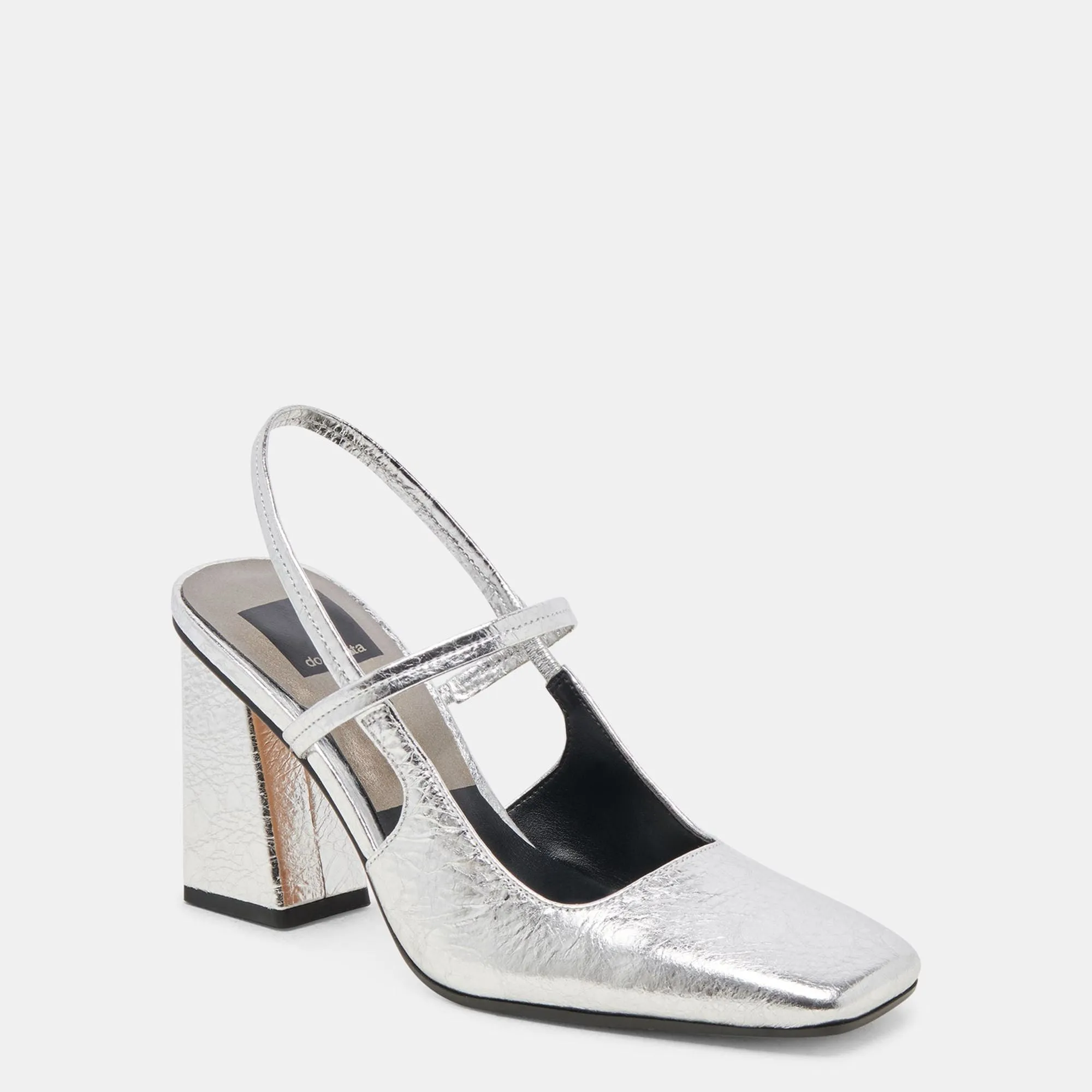Soyer Heels Silver Distressed Leather