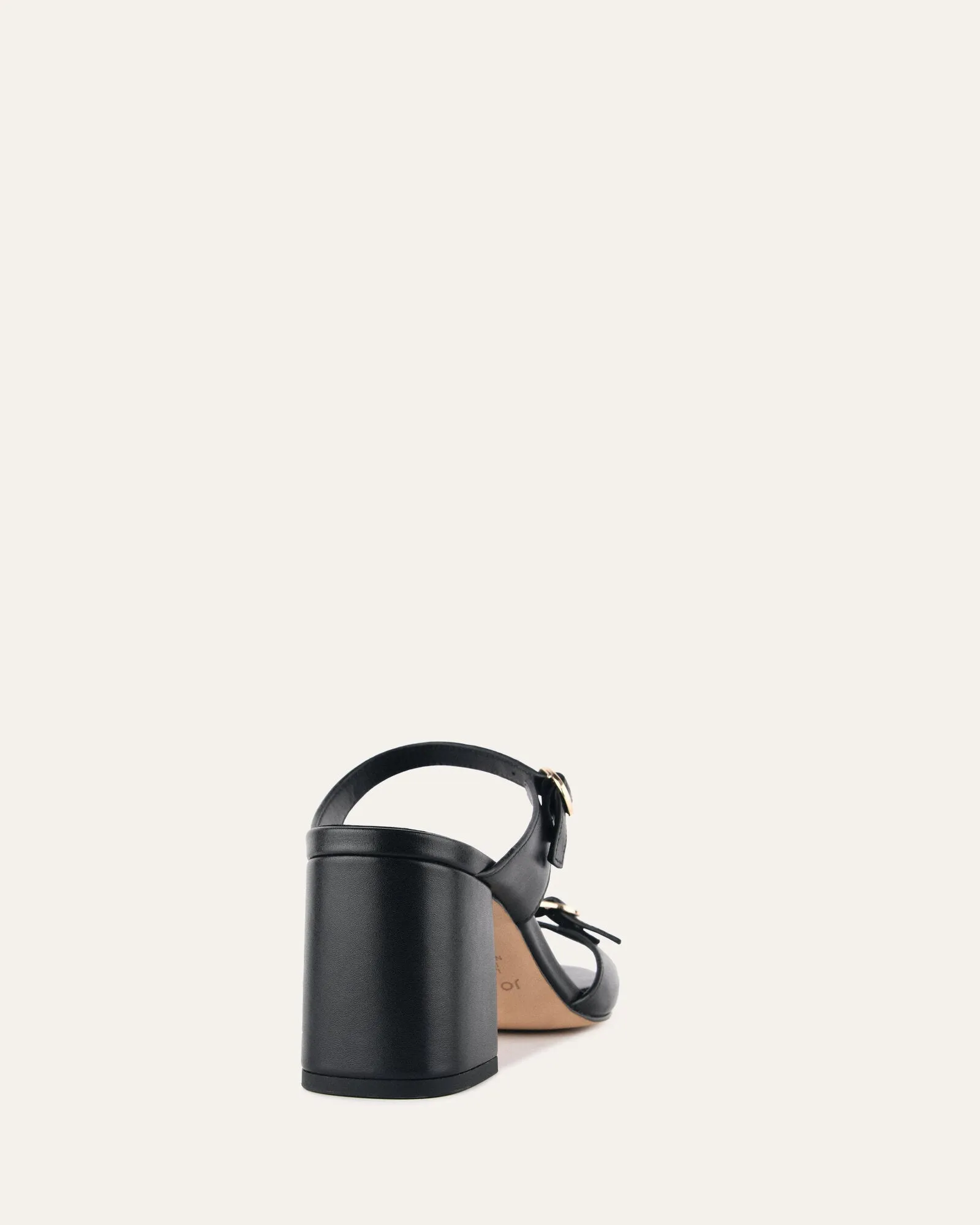 SPENCER MID HEEL SANDALS BLACK LEATHER Jo Mercer