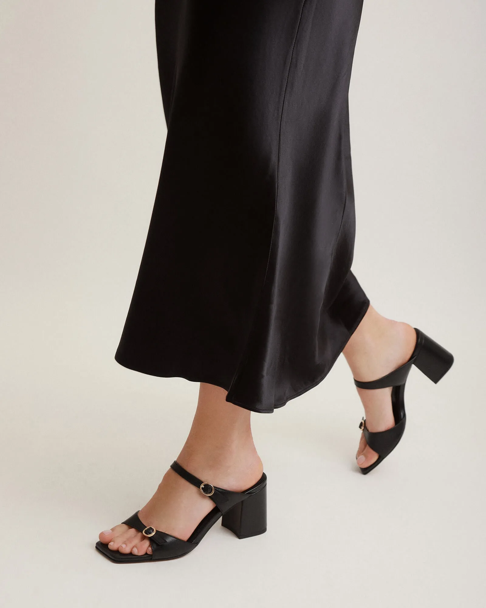 SPENCER MID HEEL SANDALS BLACK LEATHER Jo Mercer