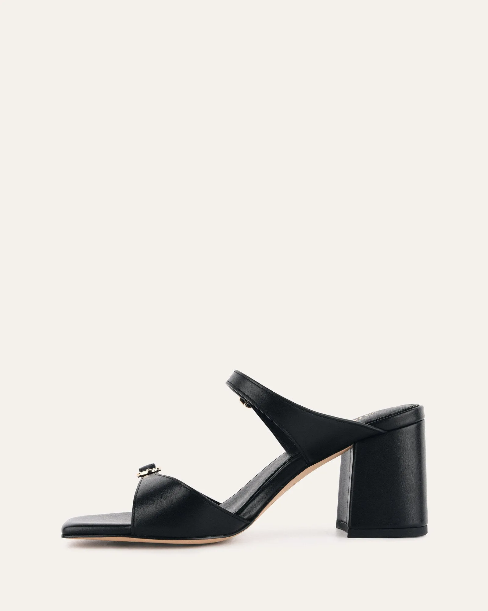 SPENCER MID HEEL SANDALS BLACK LEATHER Jo Mercer