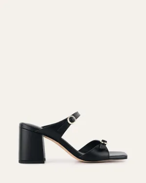 SPENCER MID HEEL SANDALS BLACK LEATHER Jo Mercer