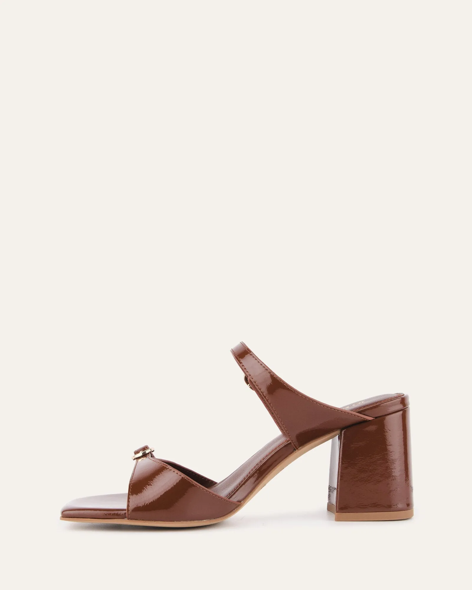 SPENCER MID HEEL SANDALS CHESTNUT PATENT Jo Mercer