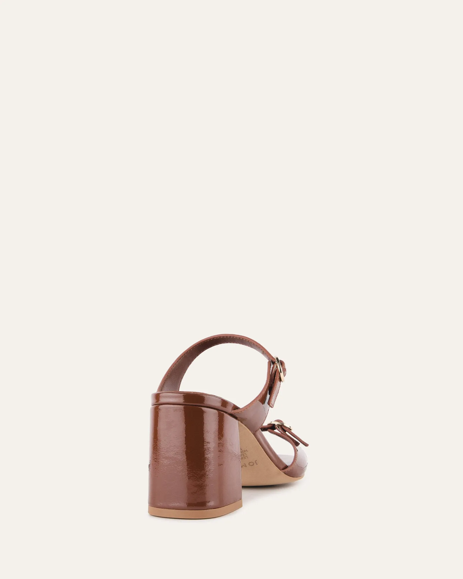 SPENCER MID HEEL SANDALS CHESTNUT PATENT Jo Mercer