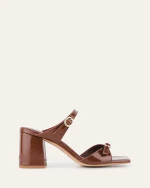 SPENCER MID HEEL SANDALS CHESTNUT PATENT Jo Mercer