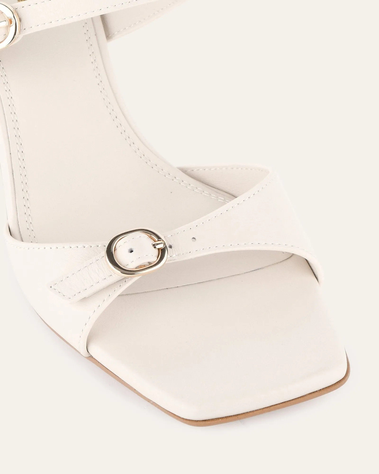SPENCER MID HEEL SANDALS OFF WHITE LEATHER Jo Mercer
