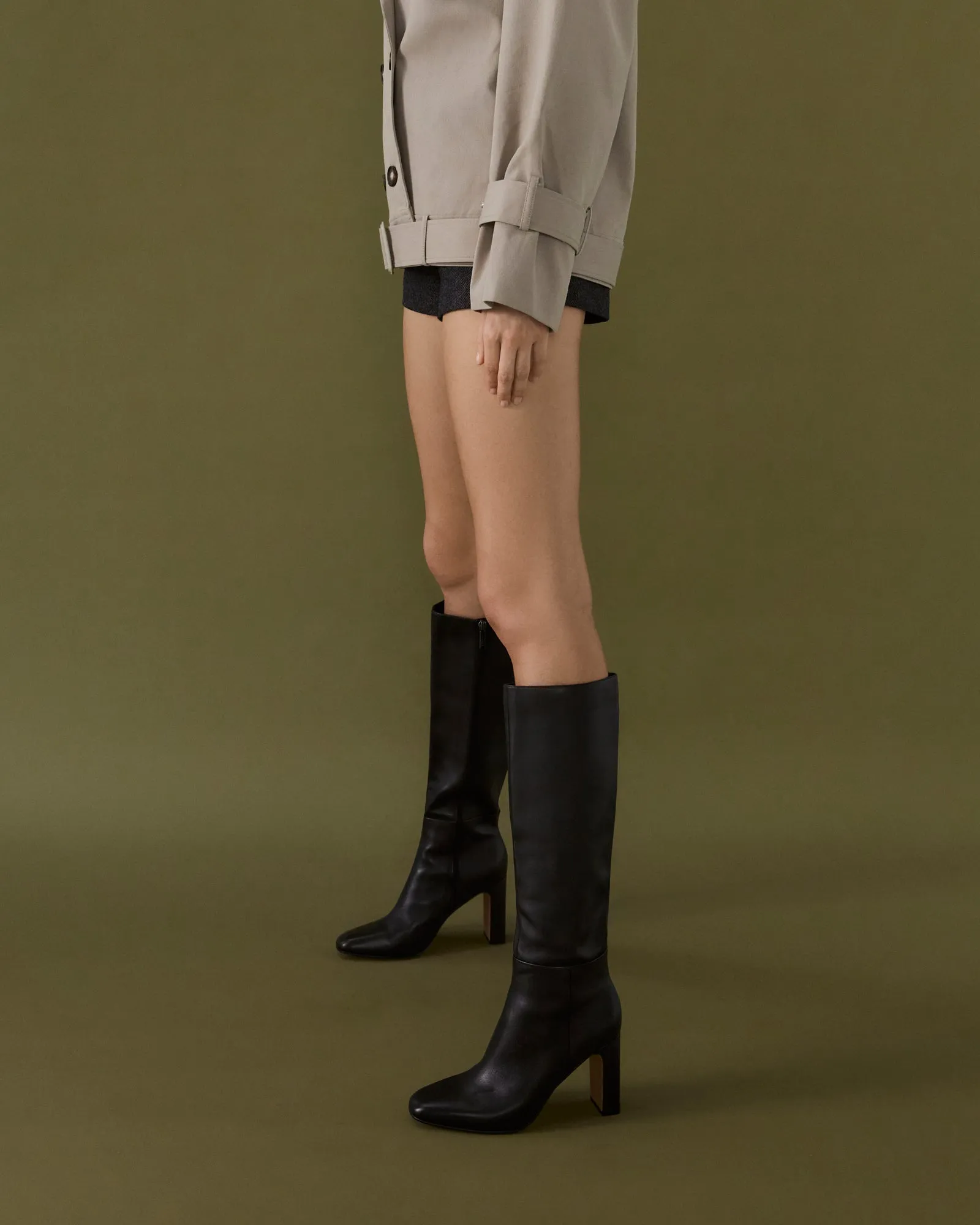 STORMI KNEE BOOTS BLACK LEATHER Jo Mercer