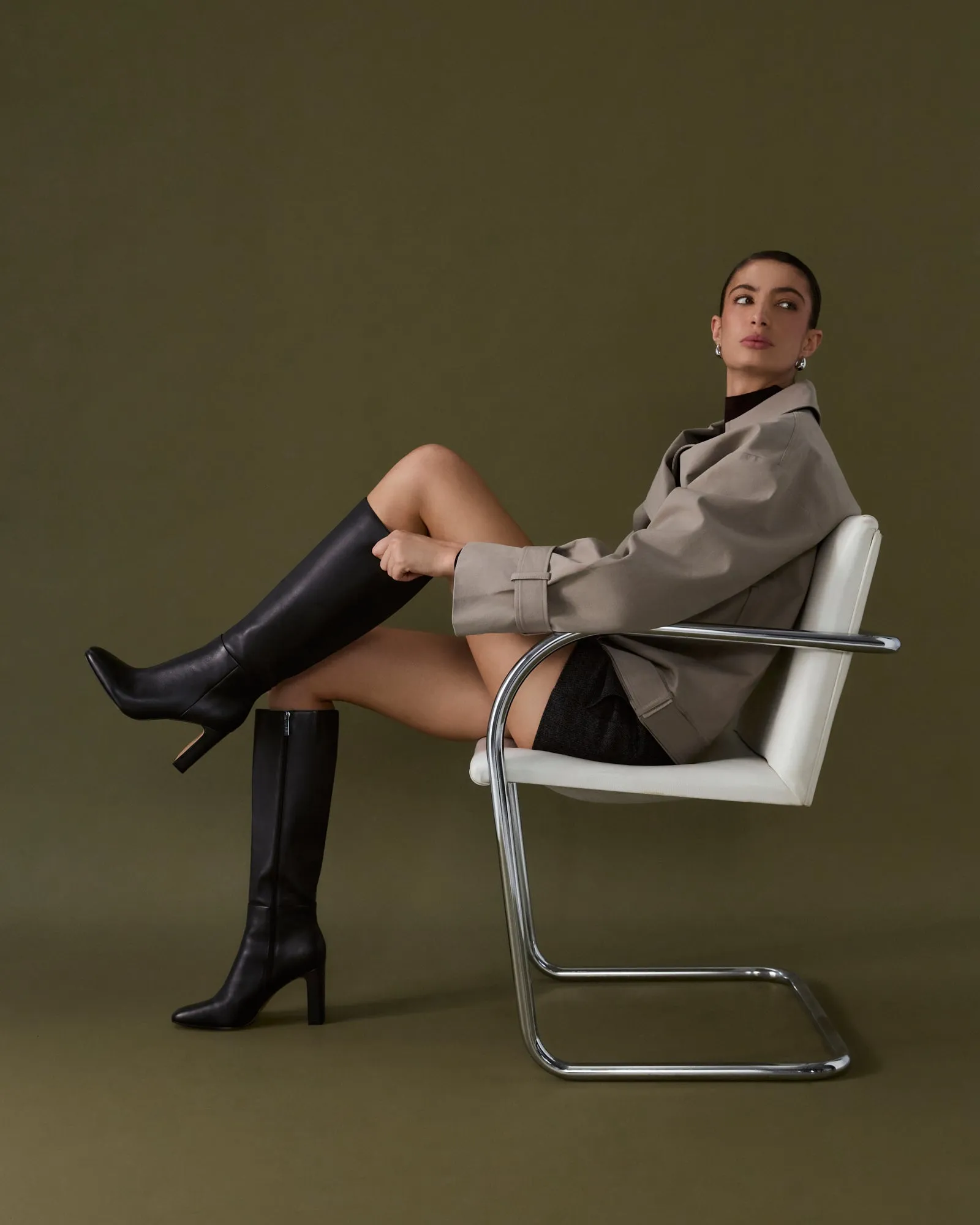 STORMI KNEE BOOTS BLACK LEATHER Jo Mercer