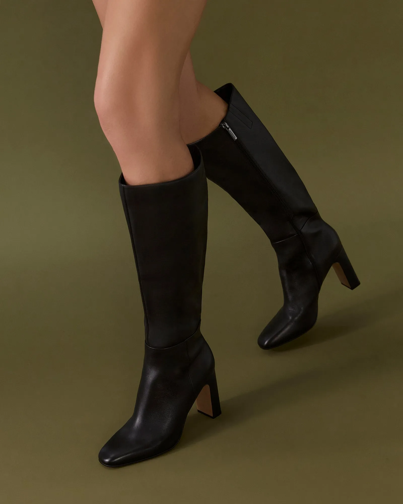 STORMI KNEE BOOTS BLACK LEATHER Jo Mercer