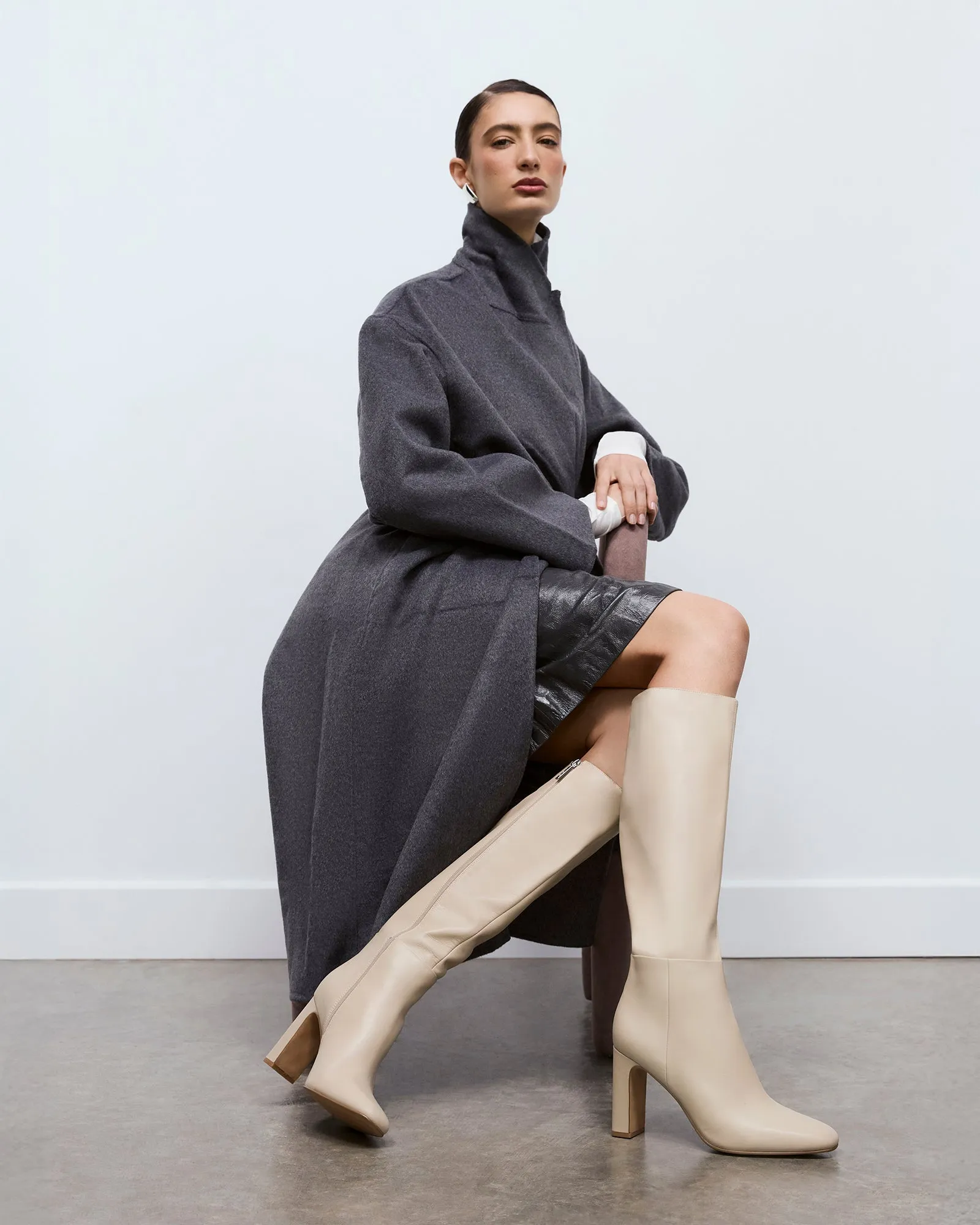 STORMI KNEE BOOTS SAND LEATHER Jo Mercer