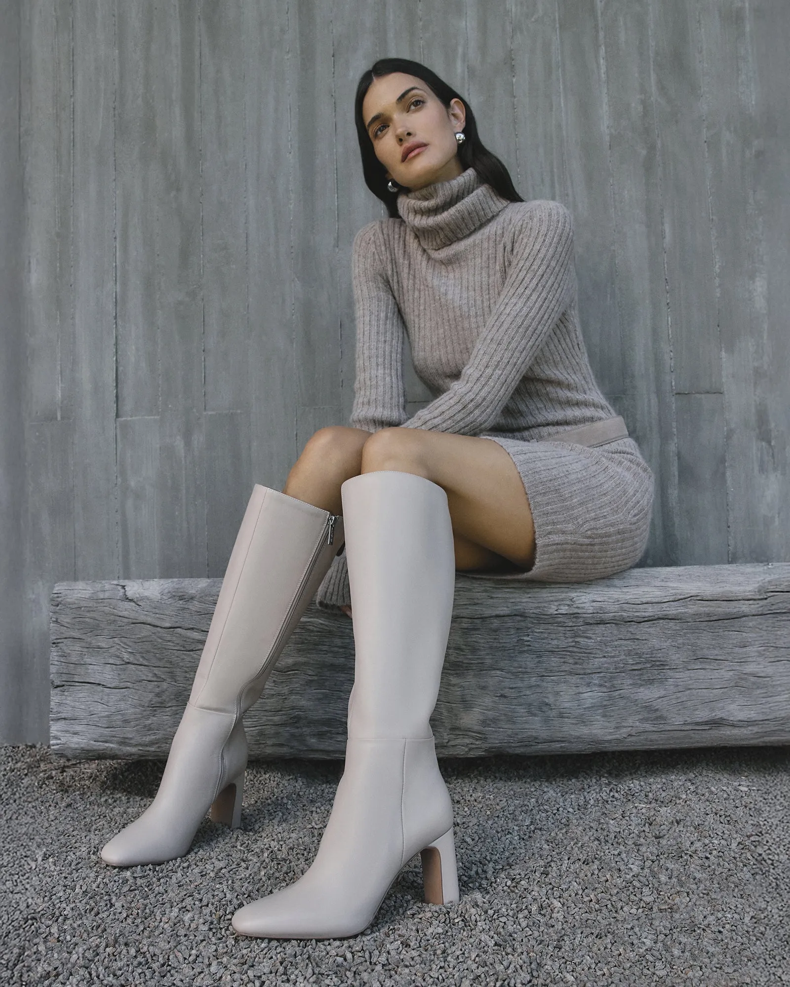STORMI KNEE BOOTS SAND LEATHER Jo Mercer